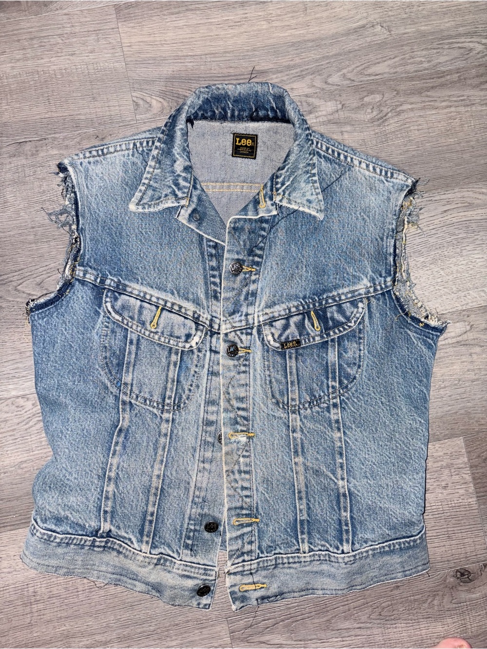 Lee Light Blue Distressed Denim Vest